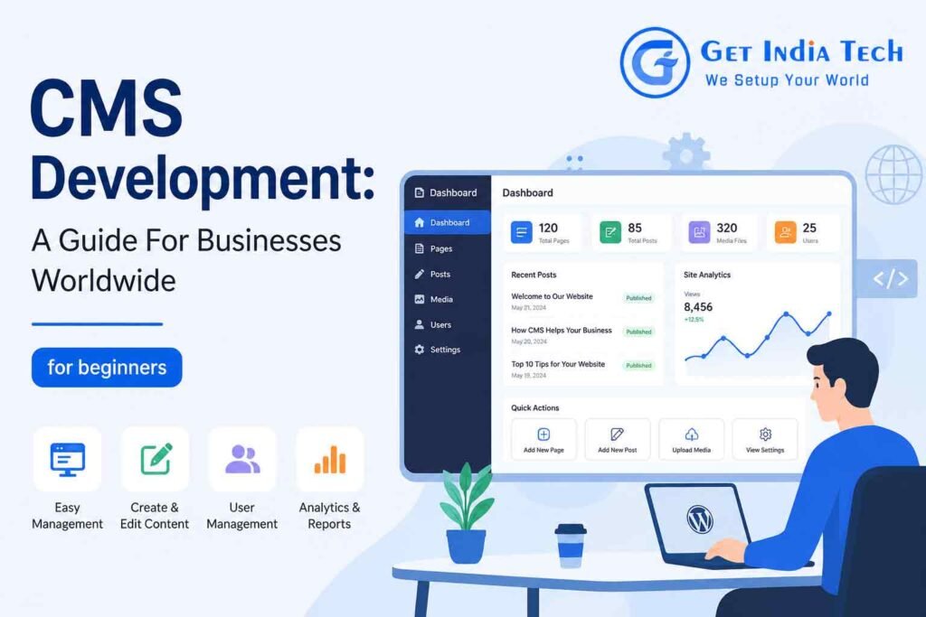 CMS Development company providing custom software, websites, eCommerce, mobile apps, SEO, and AI automation