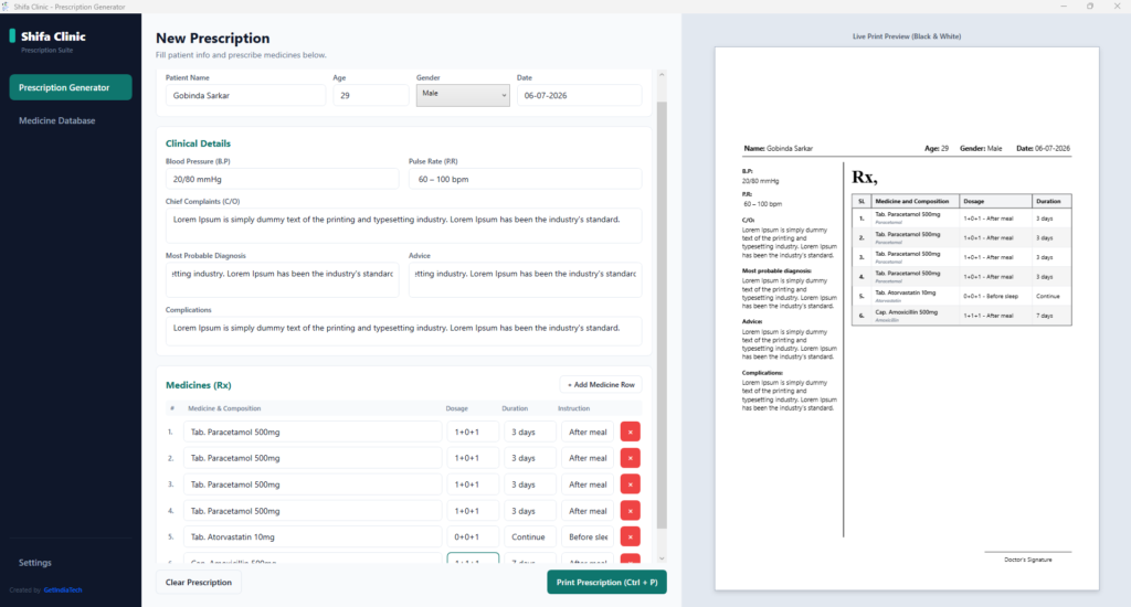 Digital Prescription Desktop Application
