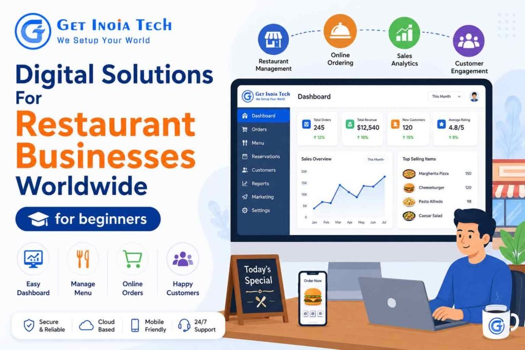 Restaurant digital solutions with modern website, online ordering, automation, and business growth technology